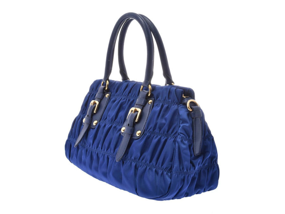 Prada Gaufre Blue satchel Tessuto gathered Blue